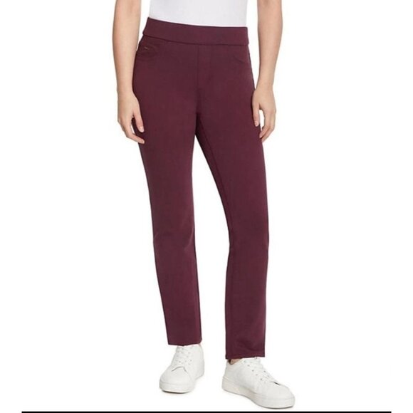 NWT Nine West Women's Heidi Pull On Pant Wine Burgundy Jeans Twill SIZE 4 - Picture 1 of 10